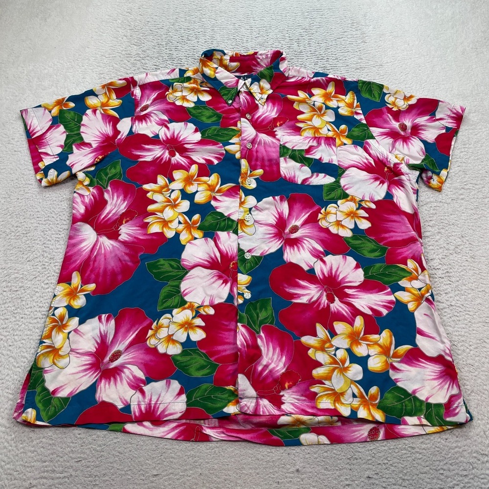 VTG Ralph Lauren Hawaiian Shirt‎ Men's Size XL Viscose Hibiscus Button Down